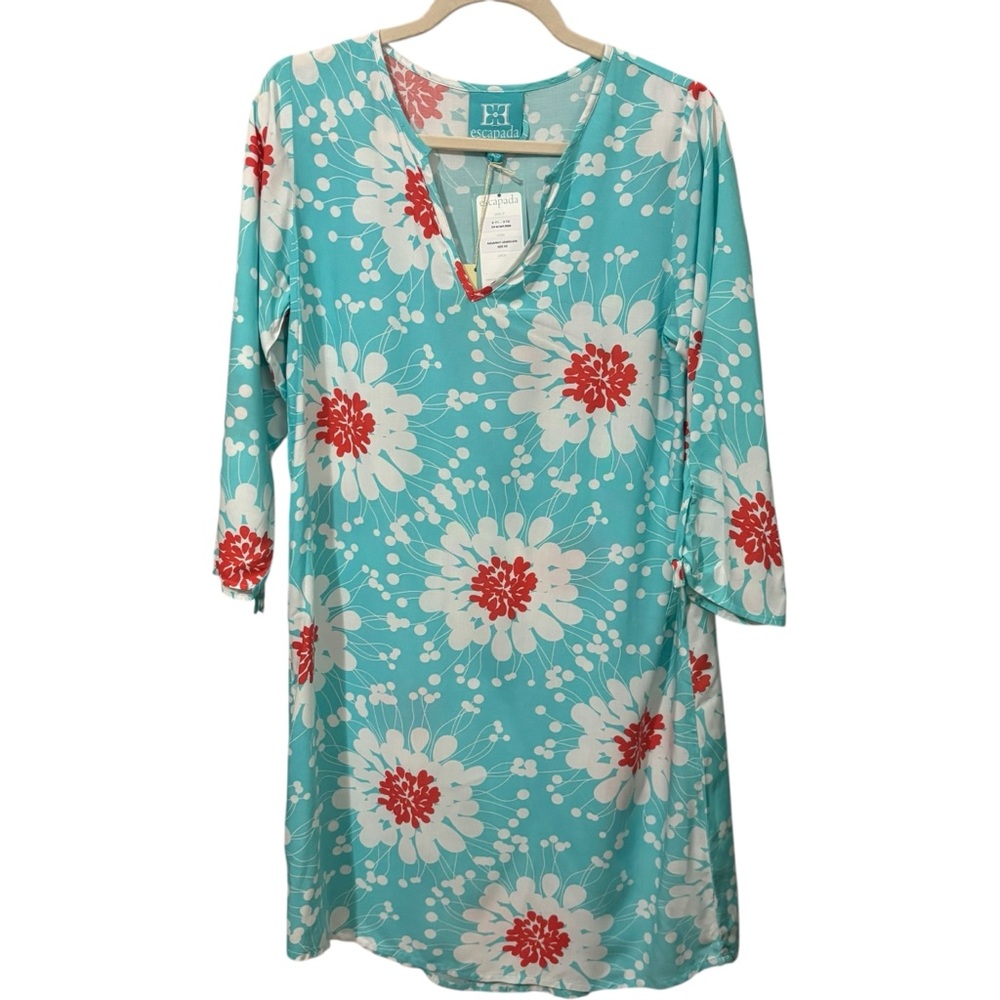 Escapada Turquoise and‎ Red Floral Long Sleeve Dress